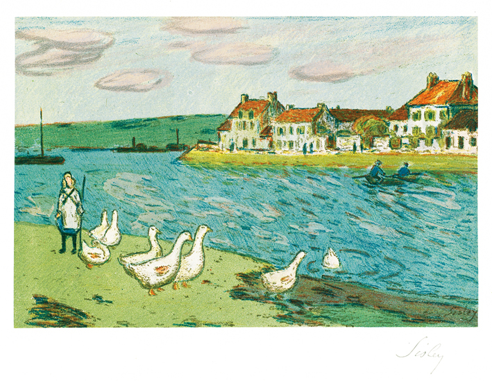  阿尔弗莱德·西斯莱 Alfred Sisley——圣芒美河畔的鹅 (3)